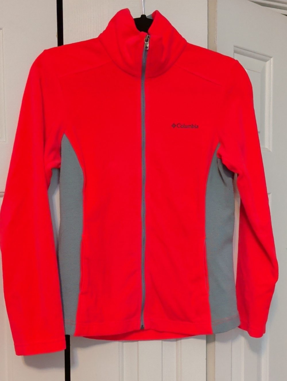 Columbia Women's Full-Zip Fleece Jacket in Bright Coral and Gray